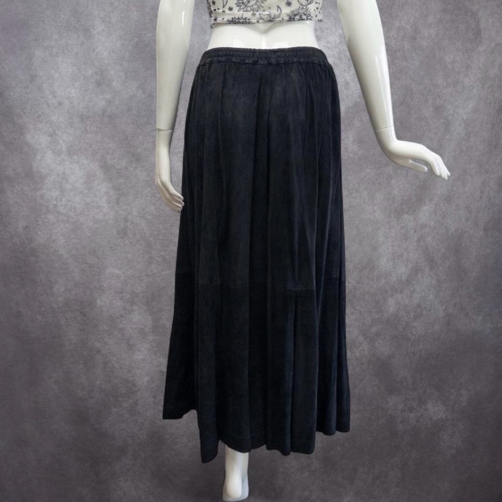 Eskandar Suede Black Maxi Skirt, Elastic Waistband,โ Neiman Marcus, Size ~1-5 - Picture 3 of 8